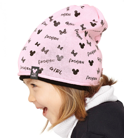 Czapka wiosenna/jesienna dla dziewczynki, dzianinowa, Trinket, różowa, 46-50