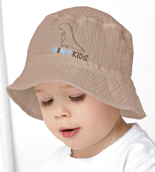 Kapelusz dla chłopca na lato, muślinowy, Finari, fango, 50-52 cm