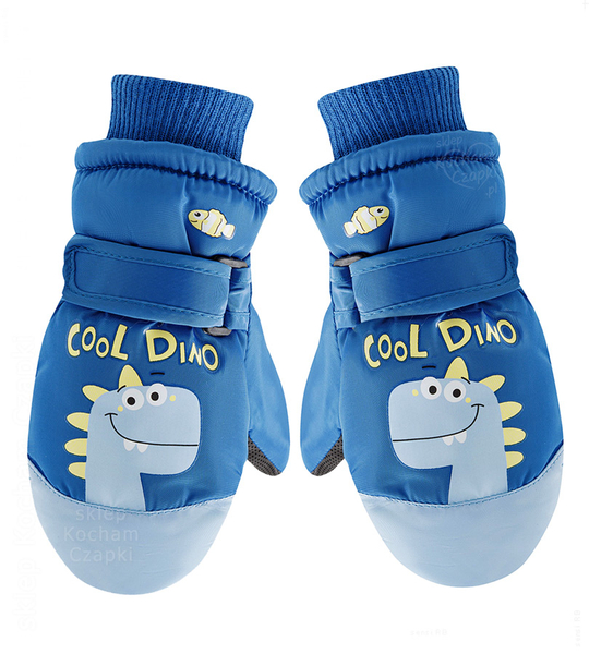 Rękawiczki wodoodporne dla chłopca, ocieplone futerkiem, RN028, niebieskie, rozm. 4-6 lat