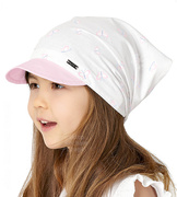 Chustka z daszkiem, na gumce, na głowę dla dziewczynki, Leptira, biały + róż jasny , 52-54 cm