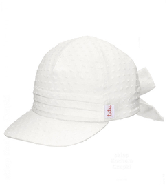 Czapka z daszkiem na lato dla dziewczynki, bawełniana, elegancka, Tulissa, biały mleczny, 50-54 cm