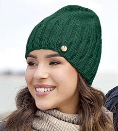 Czapka damska, zimowa, Quebi, zielona butelkowa, 56-59 cm