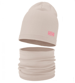 Komplet wiosenny-jesienny, dla dziewczynki, czapka i komin, Zriffia, jasny beżowy, 48-50 cm