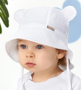 Kapelusz dla dziewczynki, muślinowy, biały, Alcotia, 48-50 cm