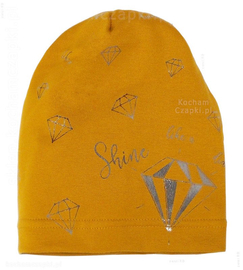 Czapka wiosenna/jesienna dla dziewczynki, smerfetka bawełniana Celia z diamentem, 52-54 cm