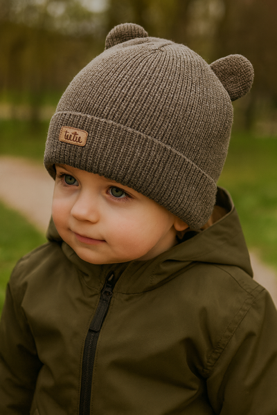 Czapka merino, dla chłopca, Shinde, brązowa, 50-53 cm