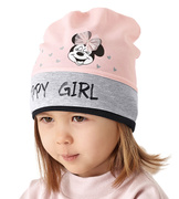 Czapka wiosenna - jesienna, dla dziewczynki, różowa, Talda, 46-50 cm