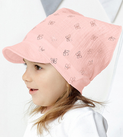 Muślinowa chustka z daszkiem dla dziewczynki, Bango, morelowa, 42-46 cm