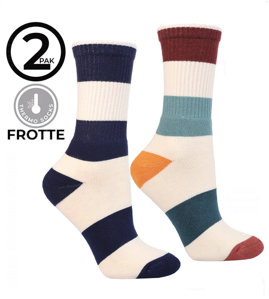 Skarpetki damskie frotte, ciepłe zimowe, dwupak, rozm. 38-41