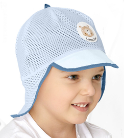 Czapka z daszkiem dla chłopca, z siateczki, Jalmas, niebieski jasny, 46-48 cm