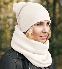 Komplet czapka i komin damski, zimowy/jesienny, Benita V.1, śmietankowy, 55-57 cm