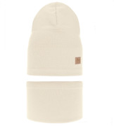 Komplet wiosenny-jesienny, dla dziewczynki, czapka i komin, kremowy, Lesfie,  50-54 cm