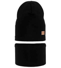 Komplet czapka i komin dla dziewczynki wiosenny-jesienny, czarny,  Lesfie,  46-50 cm