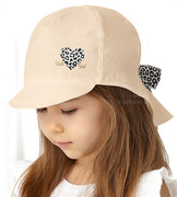 Czapka z osłoną karku, dla dziewczynki, safari, Egana, beżowa, 53-55 cm