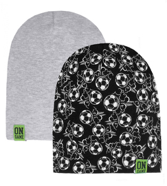 Czapka chłopięca, wiosenna, jesienna, czarny+szary, On Game, 48-51cm