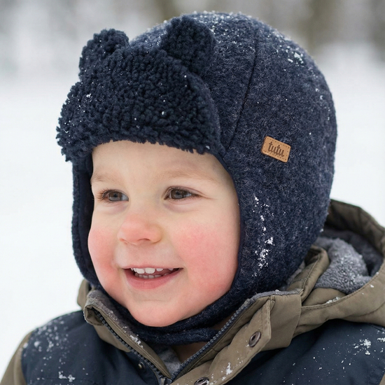 Czapka wełniana dla chłopca, na zimę, Ingero, granatowa, 48-50 cm