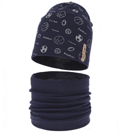 Czapka i komin dla chłopca, komplet wiosenny/jesienny, Loapo, granatowy, 52-54 cm