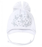 Bawełniana czapka dla dziewczynki, wiosna/jesień, Flavia, tiulowa kokardka, rozm. 46-49 cm