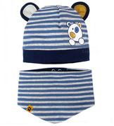 Czapka i chustka dla chłopca, komplet niemowlęcy, Breno, 38-42 cm