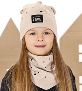 Czapka i chustka, wiosenna/jesienna, komplet dla dziewczynki, beżowy, Faiga, 46-49 cm