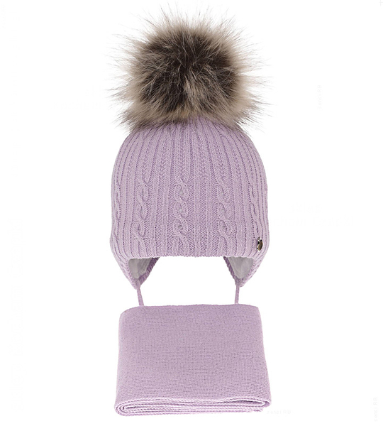 Czapka zimowa i szalik dla dziewczynki, Anama,  fioletowy, 44-46 cm