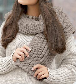 Szal damski zimowy, brąz jasny (L), Gonnesa