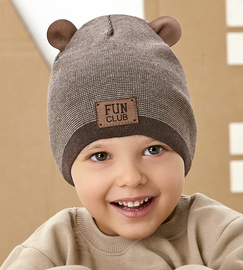 Czapka jesienna/wiosenna, dzianinowa, dla chłopca, Youxi, brązowa, 46-50 cm
