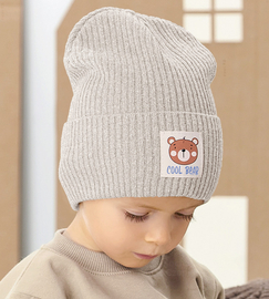 Czapka wiosenna dla chłopca, dzianina, Siiti, szary perłowy, 46-50cm