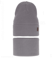 Komplet dzianinowy młodzieżowy prążkowany: czapka i komin, Gradon, rozm. 46-50 cm