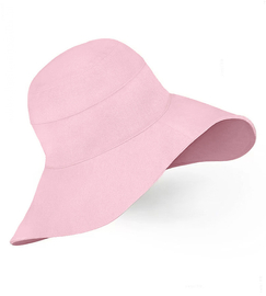 Kapelusz damski z dużym rondem, lniany na lato, S22-05, róż jasny, (100% len), 55-56 cm