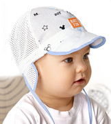 Czapka na lato dla chłopca, z siateczką, wiązana, Have Fun, biały + niebieski jasny, 48-50 cm