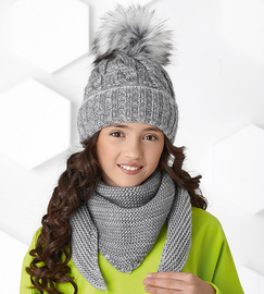 Czapka i chusta zimowa dla dziewczynki, Turid  rozm. 53-56cm