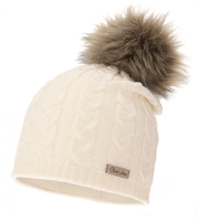 Czapka zimowa damska, z wełną merino, Fibia, kremowy (10), 56-60 cm