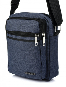 Torebka męska na ramię, saszetka, 4 kieszenie, granatowa