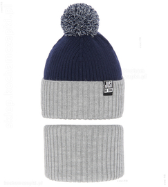 Komplet Arlekin Czapka z polarem i komin chłopięcy  rozm. 48-50 cm