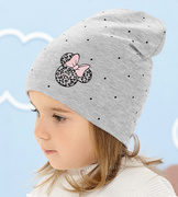 Czapka wiosenna/jesienna, dziewczęca, Dianca, szary melanż, 52-54 cm