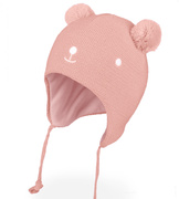 Czapka uszatka z wełny merino, dla dziewczynki Jarte, brudny róż, 46-48 cm