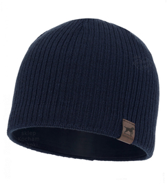 Męska czapka zimowa, 50% wełna merino, podszewka polar, Ribd, granatowy (07), 55-60cm