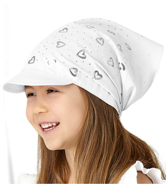 Chustka z daszkiem, na gumce, na głowę dla dziewczynki, Somea, biała, 52-54 cm