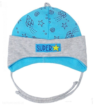 Czapka wiosenna / jesienna chłopięca Super Star  turkusowa rozm. 42-46 cm