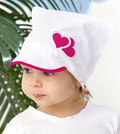 Chustka z daszkiem dla dziewczynki, biała + amarant, Darling, 52-54 cm