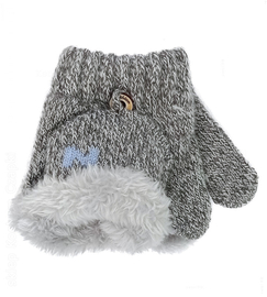 Rękawiczki zimowe dla chłopca, 2w1, mitenki z guzikiem, ocieplane, szare, 3-6 lat