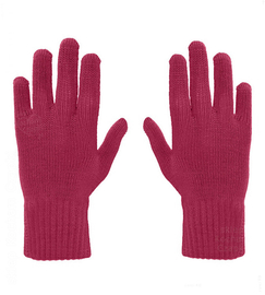 Rękawiczki damskie wełniane, 70% wełny, ciemny róż,  s-l