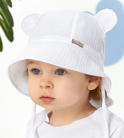 Kapelusz dla dziewczynki, muślinowy, biały, Alcotia, 48-50 cm