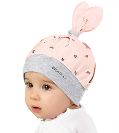 Czapka/chustka na lato, na dwa kucyki, pudrowa, Vikka, 48-52 cm