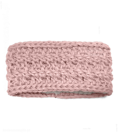 Opaska na głowę damska na jesień / zimę, gruba i ciepła różowa z polarem Kinia  rozm. 54-56