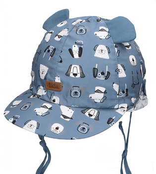 Czapka z daszkiem  filtrem UV i ochrona karku dla chłopca, Canculc, niebieska, 46-48 cm