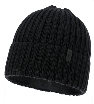 Czapka zimowa męska, z wełną merino i polarem, Ryttol, czarny, 56-58 cm