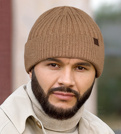 Czapka wełniana męska, Bauxi, karmelowa, 56-58 cm