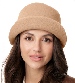 Kapelusz damski zimowy, wełniany, Demeter, karmelowy, 55-57 cm